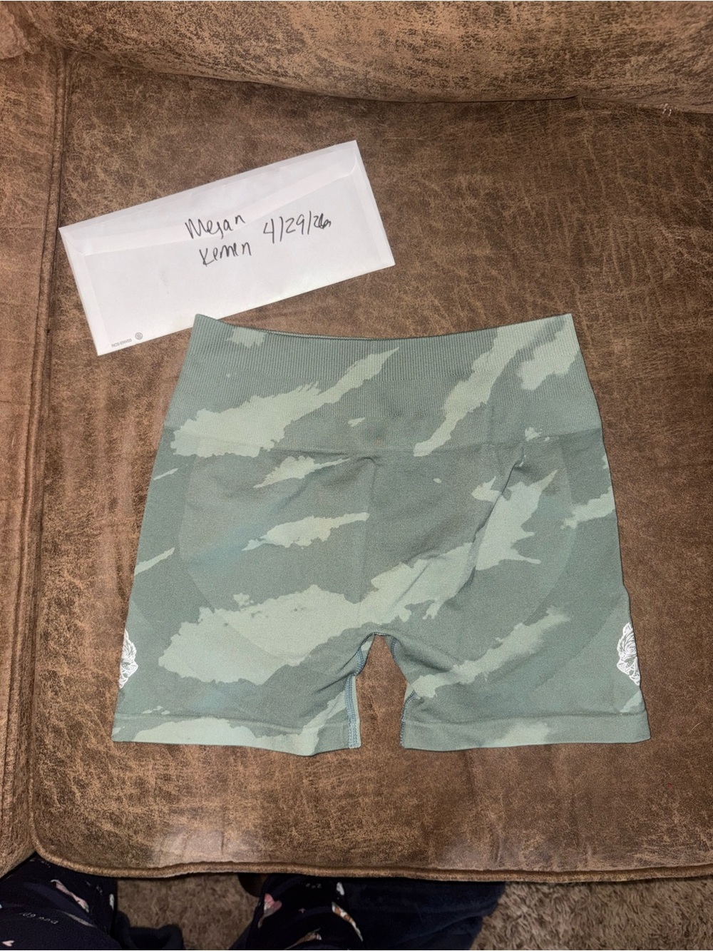 Darc Sport Sage Green Camo High-Waist Bike Shorts